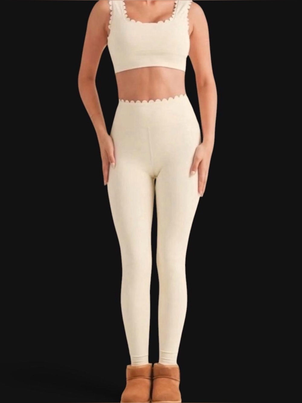 IVL collective 2 pcs set Scallop Leggings Size 2/Scallop Sports Bra V-Neck Sz 4